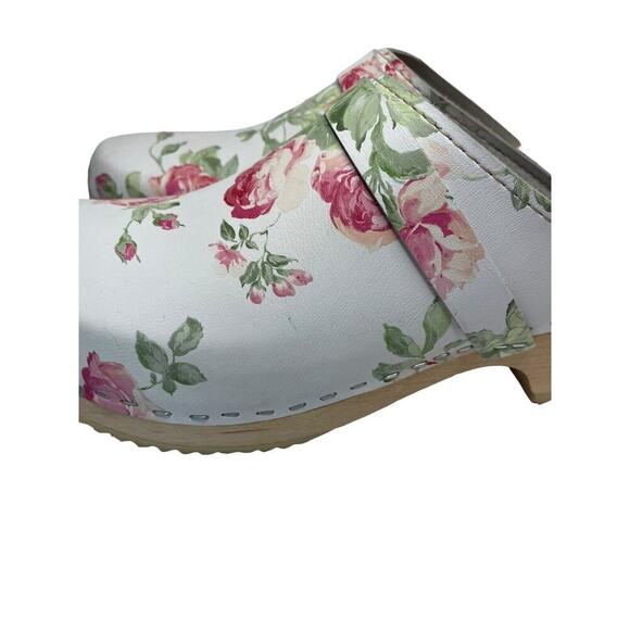Swedish Torpatoffeln Floral Cottage Core Wooden Clogs Womens EU 42 US 10.5 - Picture 10 of 16